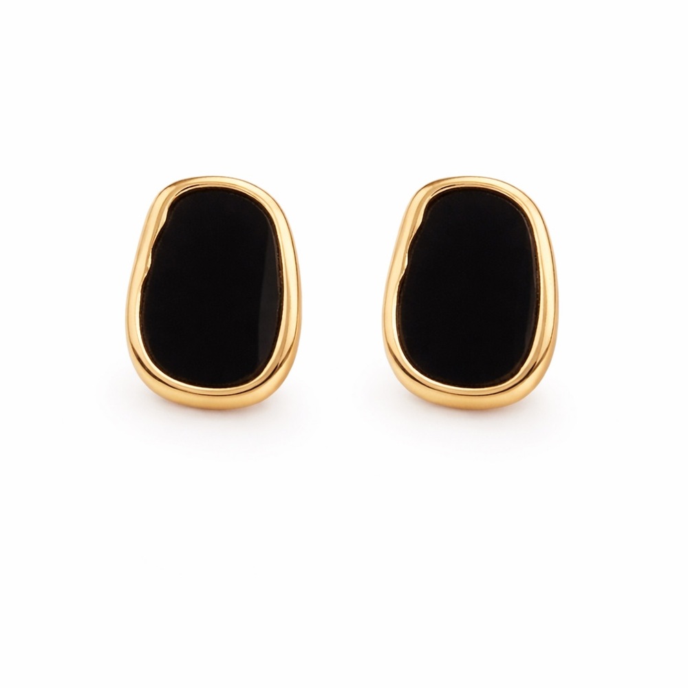 Fashion Jewelry Gold and Black Earrings
